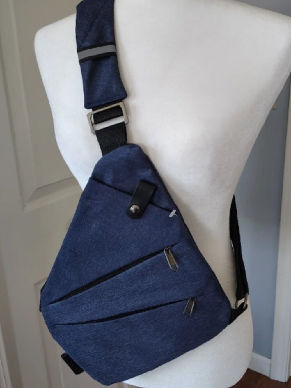 LPnd Stylish Blue Nylon Travel Sling Bag Vacation Cruise Business Airplane Sleek